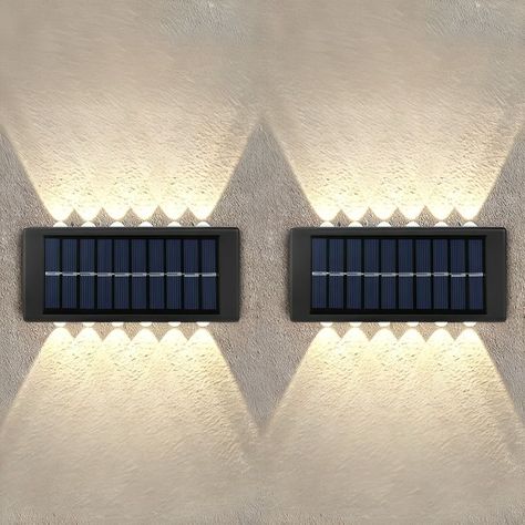 Pack X 2 Lampara Solar 12 Led Exterior Aplique De Muro-2