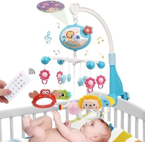 Movil Infantil  Musical con proyección de imagen Celeste (698-84)-1