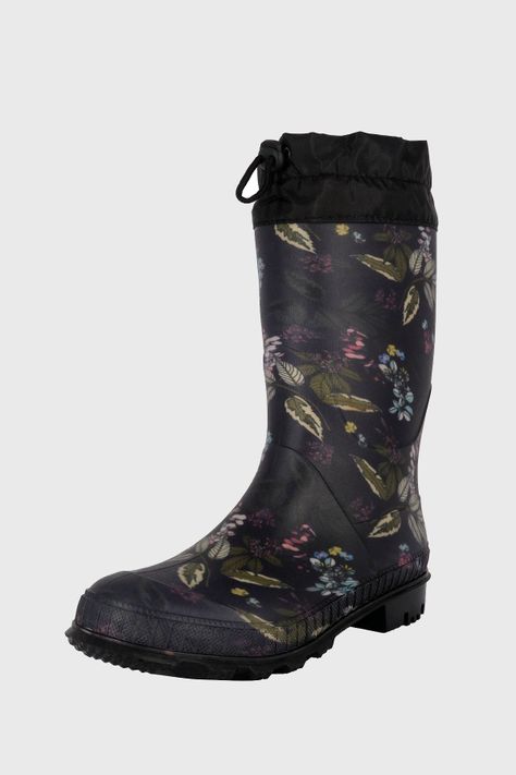 Bota de Agua con Polar Biela Flores Negro Alquimia-0