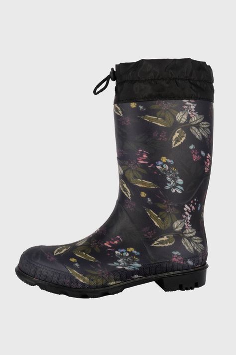 Bota de Agua con Polar Biela Flores Negro Alquimia-1