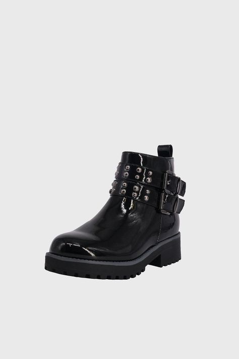 Botin Mathilde Negro Charol Bamboo-0