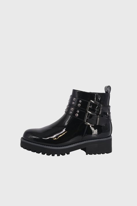Botin Mathilde Negro Charol Bamboo-1
