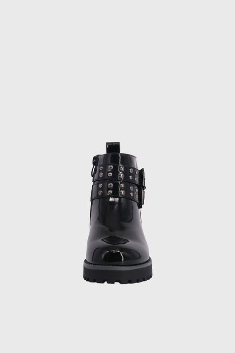 Botin Mathilde Negro Charol Bamboo-2