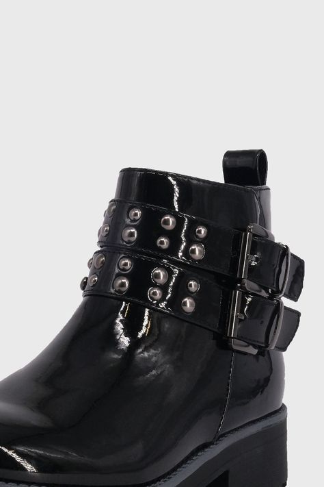 Botin Mathilde Negro Charol Bamboo-3