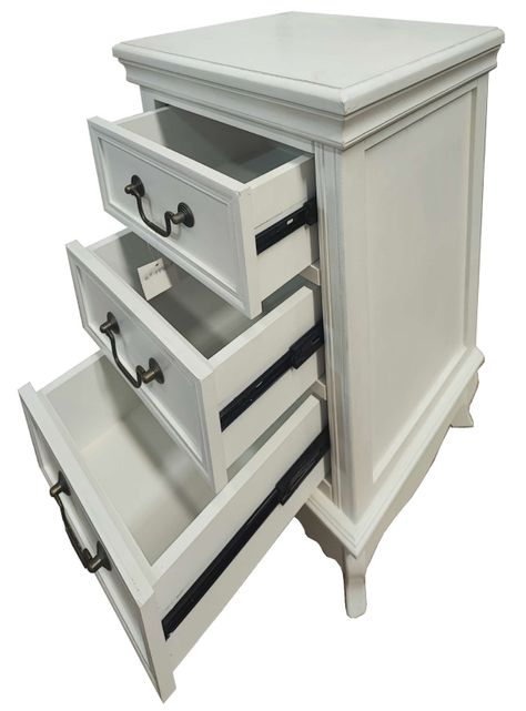 Velador 3 cajones Clasico slim blanco Ecomuso-1