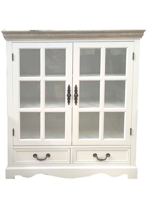 Vitrina clasica cubierta albayalde 12 ventanas con Cajones Ecomuso-0