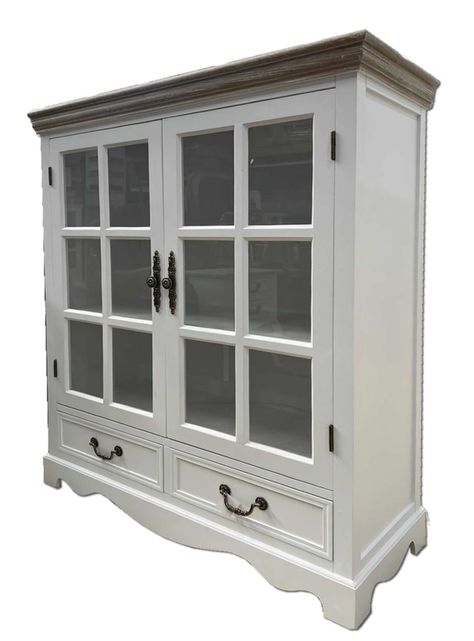 Vitrina clasica cubierta albayalde 12 ventanas con Cajones Ecomuso-1
