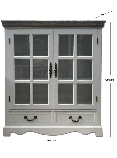 Vitrina clasica cubierta albayalde 12 ventanas con Cajones Ecomuso-2
