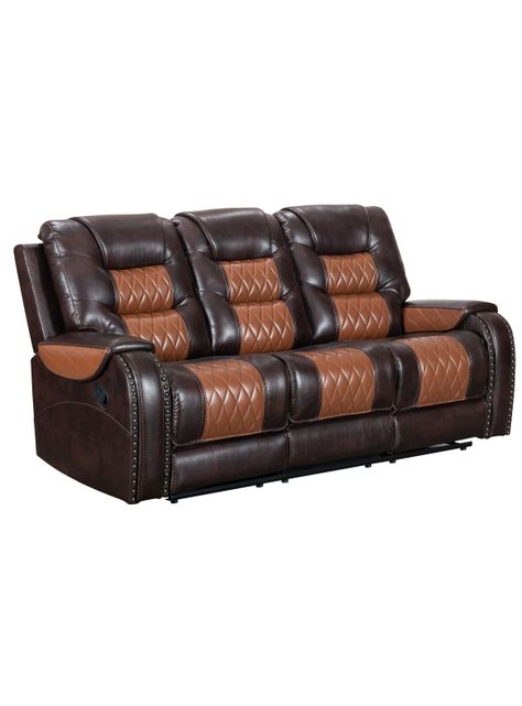 SOFA RECLINABLE 3 CUERPOS ORANGE BROWN -0