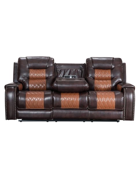 SOFA RECLINABLE 3 CUERPOS ORANGE BROWN -2