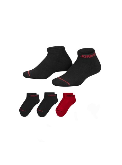 Calcetines Pack x3 Jordan Cortos Unisex Color Negro Y Rojo-0