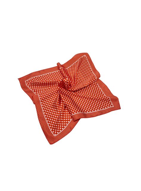 Pañuelo Satinado Mujer Color Rojo con Lunares Blancos 50 x 50 cms-0