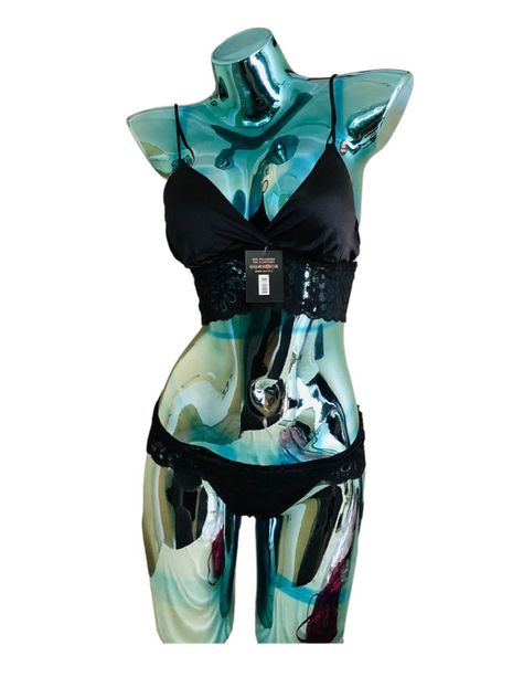 Conjunto De Lencería En Satin Y Blonda-0