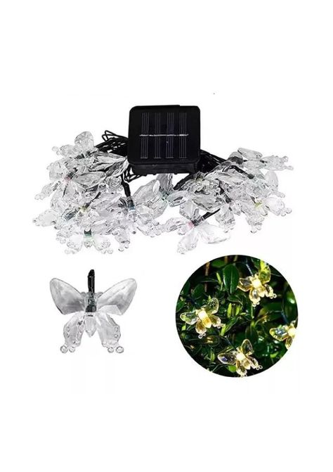 Guirnaldas Solares Mariposa 4m Amarilla Luz Decorativa Jardin Solar-0