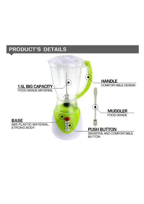 Licuadora Hoffmans Blender With Dry Mill﻿ HM-188 Mezcla Y Tritura 1.5L-1