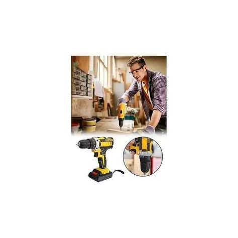 Taladro Destornillador Inalámbrico Con Kit Herramientas 28w Color Amarillo Frecuencia 59-80-1