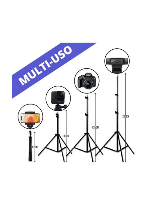 Trípode de 2.10 Metros Para Teléfono Celular, Luz Anular, Iluminador, Cámara-3