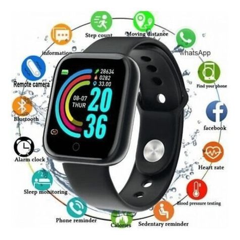 Smartwatch Smart Bracelet D20 Notificaciones Para Samsung y Iphone Negro-4