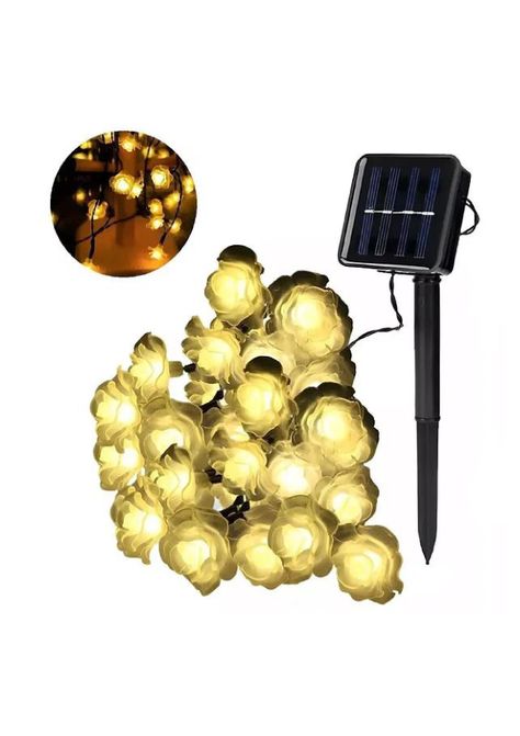 Luces Solares Rosas Led 6m Guirnalda Luces Exterior Cascada-0