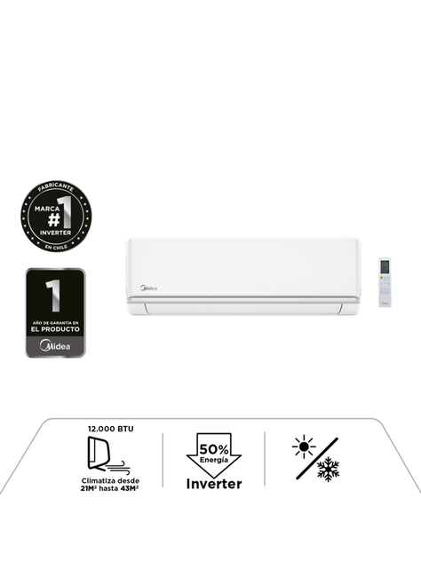 Aire acondicionado Midea Xtra Split Inverter 12000 BTU Frío-Calor-0