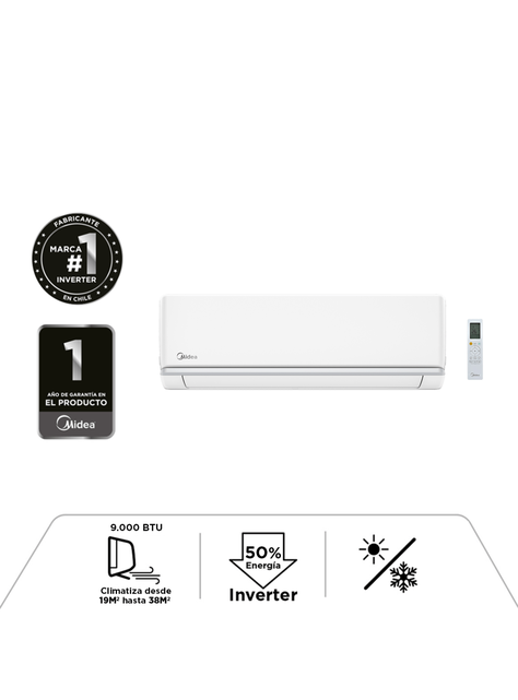 Aire acondicionado Midea Xtra Split Inverter 9000 BTU Frío-Calor-0