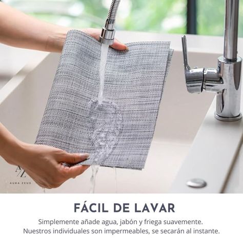 Set De 4 Individuales Para Mesa Mantel Impermeables Liso-2