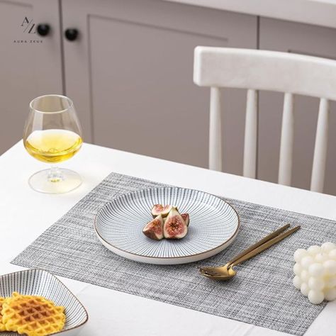 Set De 4 Individuales Para Mesa Mantel Impermeables Liso-5