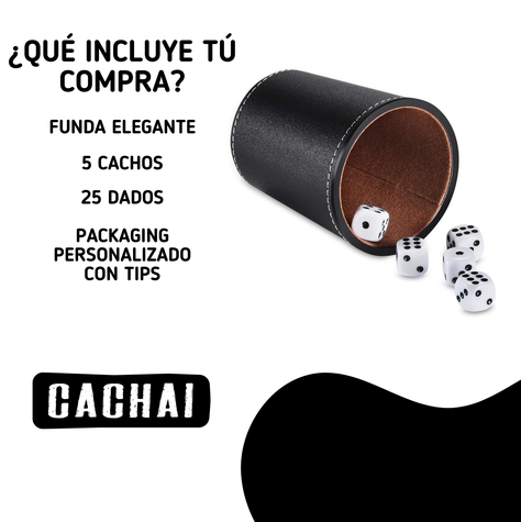 Set De 5 Cachos Cuero PU Dados Cachai Juego De Mesa Familiar -1
