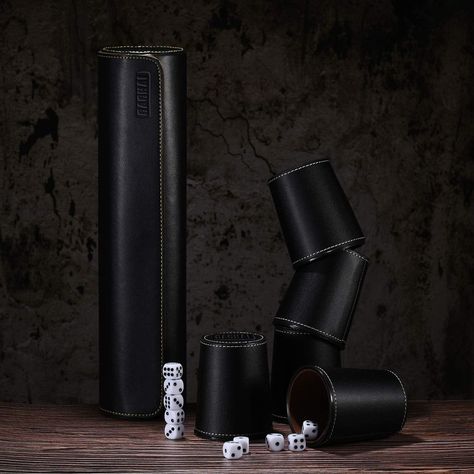 Set De 5 Cachos Cuero PU Dados Cachai Juego De Mesa Familiar -5