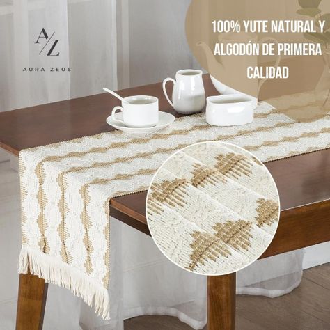 Camino De Mesa Algodon Yute Egipcio Mantel De Centro 180 X 30-1
