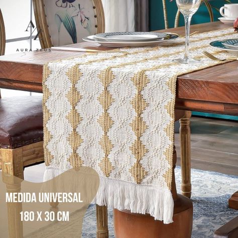 Camino De Mesa Algodon Yute Egipcio Mantel De Centro 180 X 30-2