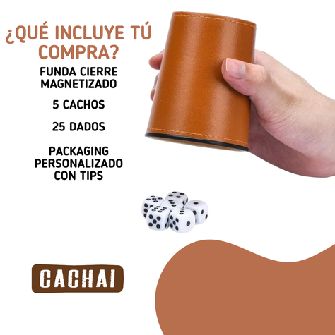 Cachos Juegos De Mesa 5 Cachos Cuero Pu Dados Cachai-1