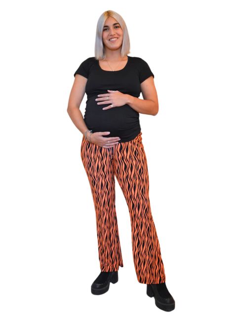 Pantalón Maternal Tiro Alto Naranja-0