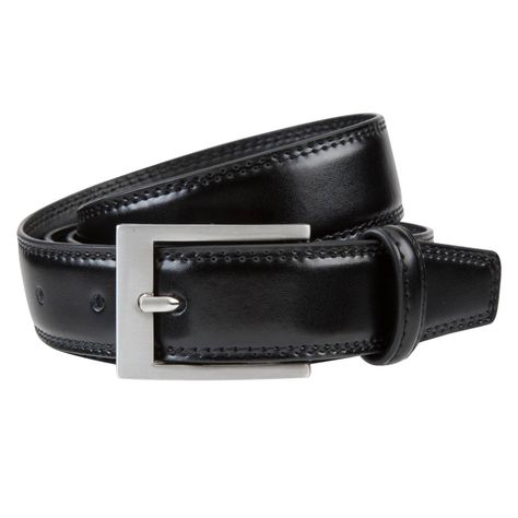 Cinturón Cuero Negro Doble Costura Ref 1 Talla 100-0