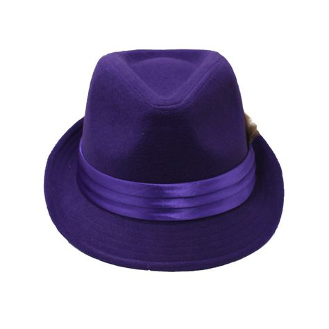 Sombrero Inglés Fantasía Purpura Pluma Inv S/M-1