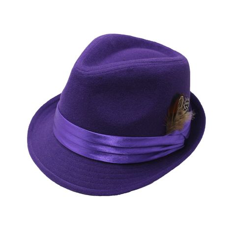 Sombrero Inglés Fantasía Purpura Pluma Inv S/M-0