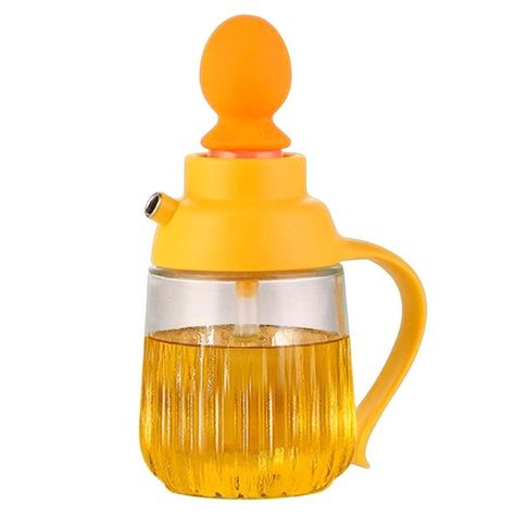 Dispensador De Aceite Con Cepillo De Silicona Amarrillo 360 Ml-0