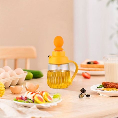 Dispensador De Aceite Con Cepillo De Silicona Amarrillo 360 Ml-2