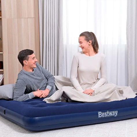 Cama Colchón Inflable Matrimonial Color Azul-4