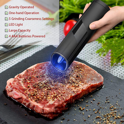Molinillo de Sal y Pimienta Automático Eléctrico Negro led-4