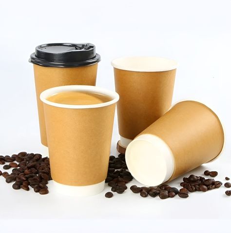 Set 100 Vasos Desechables Kraft Vaso Doble Pared C/tapa 12oz-6