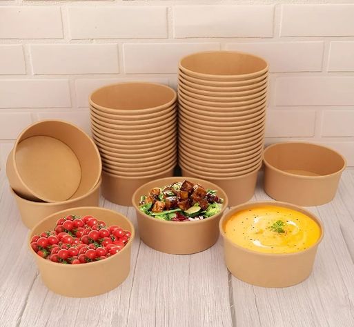 Pack X200 Bowls Plastico Bowl Con Tapa Polipapel Kraft -3