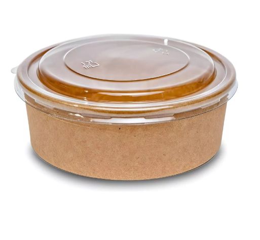 Pack X200 Bowls Plastico Bowl Con Tapa Polipapel Kraft -4