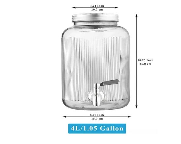 Dispensador De Bebidas Jarras Vidrio Jarro Para Jugo 4l-2