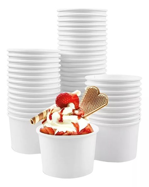 50 Vasos Polipapel Pote Helado Desechables Vasos Helado 8oz-0
