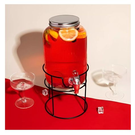 Jarros De Vidrio Dispensador De Bebidas Con Atril Jarro 3.8l-1