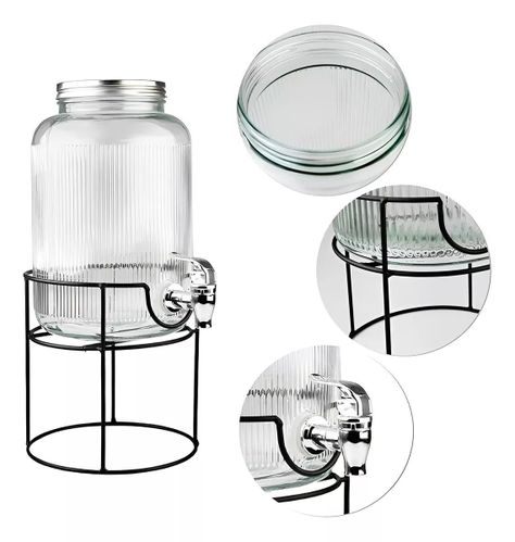 Jarros De Vidrio Dispensador De Bebidas Con Atril Jarro 3.8l-2