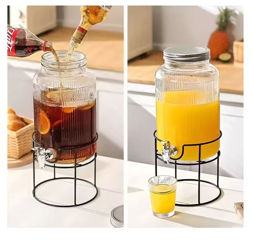 Jarros De Vidrio Dispensador De Bebidas Con Atril Jarro 3.8l-3