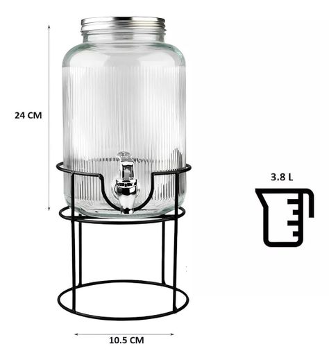 Jarros De Vidrio Dispensador De Bebidas Con Atril Jarro 3.8l-4