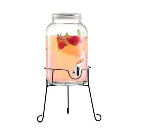 Jarro De Vidrio Dispensador De Bebidas Con Atril Jarros 4l-0